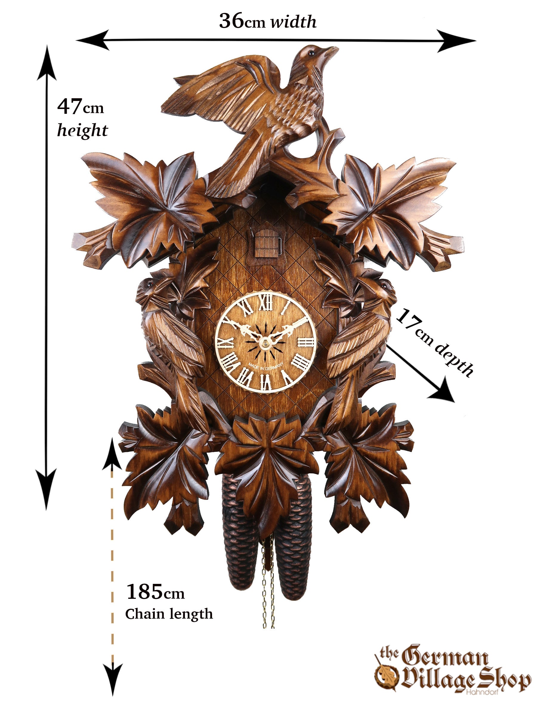 Size of German Cuckoo Clock imported and for sale in Australia