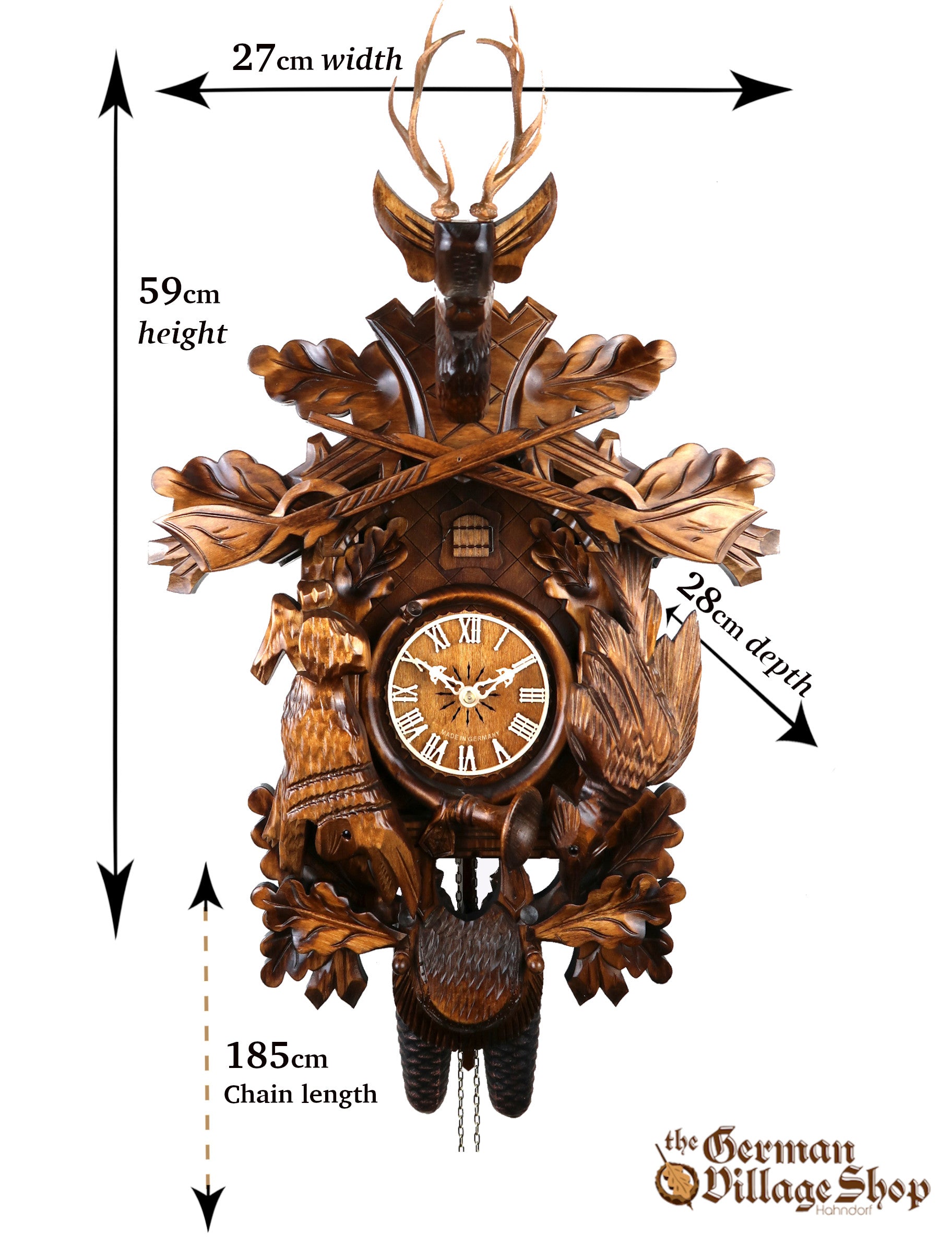 Size of the German Cuckoo clock import and for sale in Australia