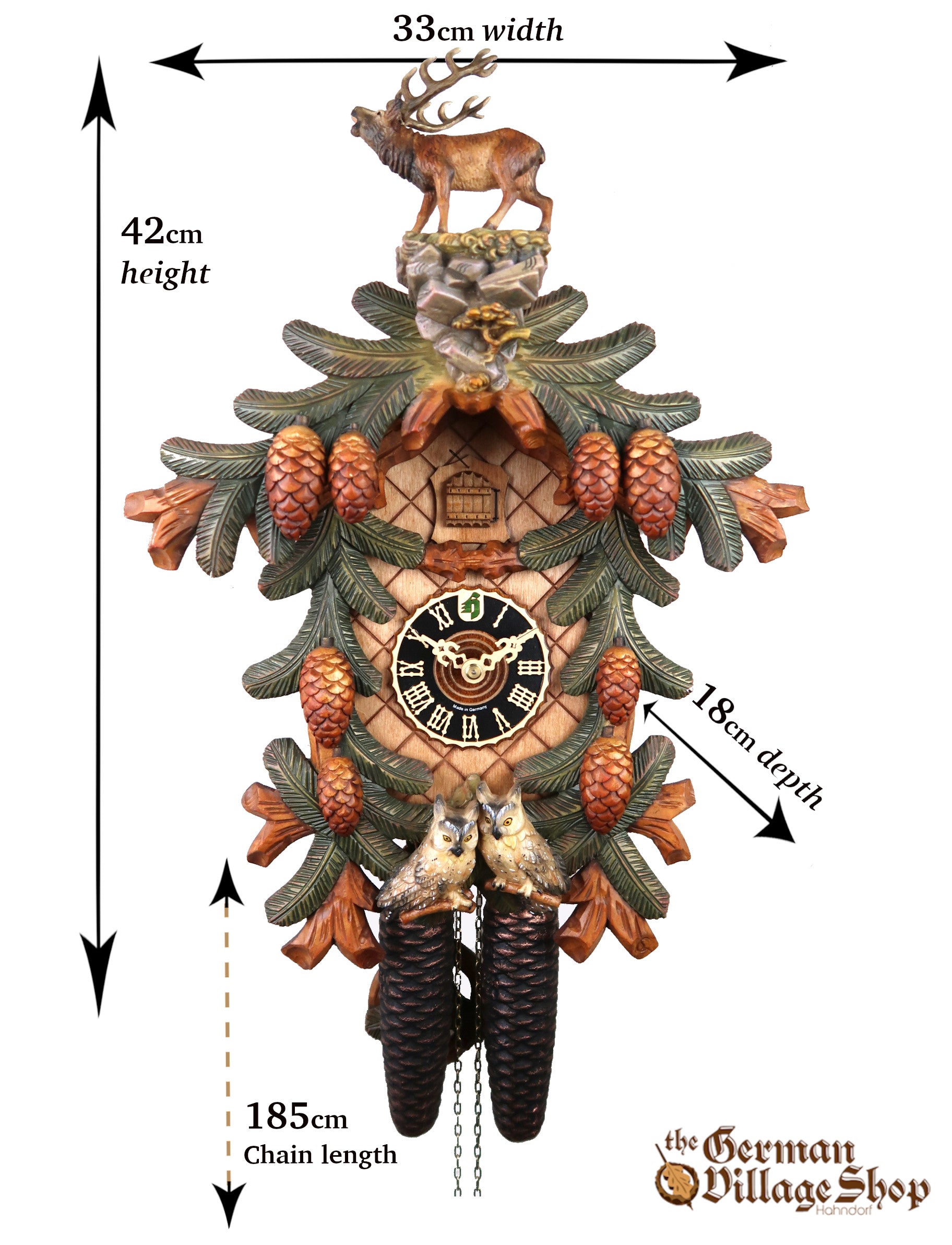 Size of a German Cuckoo Clock imported and for sale in Australia