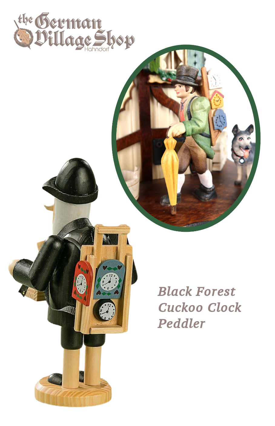 German Incense Smoker (black coat, clock peddler) | Christmas