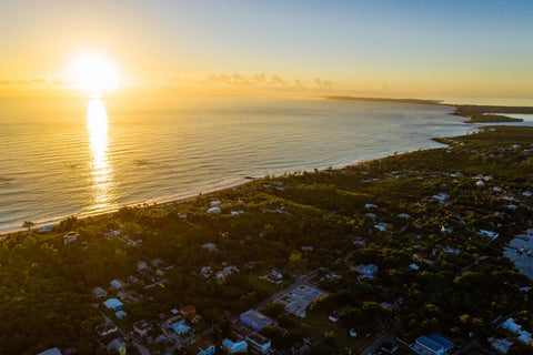 sunset at beach on island