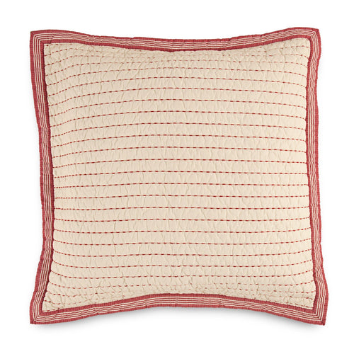 Red Rice Stitch Quilted Euro Sham Cream Red Southern Tide