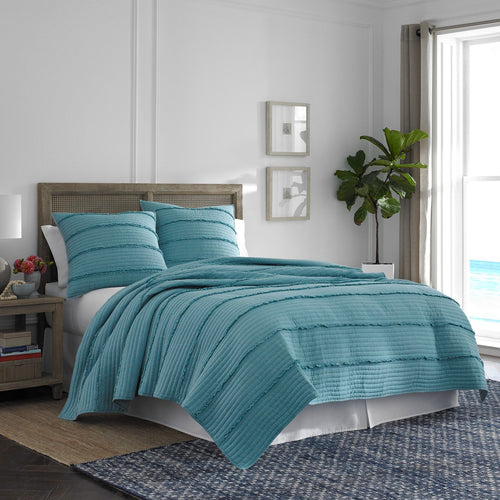 teal colored quilts