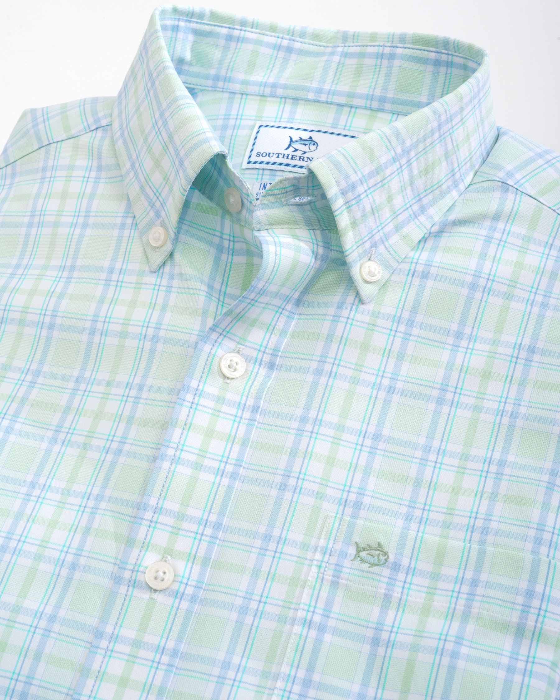 Men's Oyster Plaid Performance Sport Shirt | Southern Tide