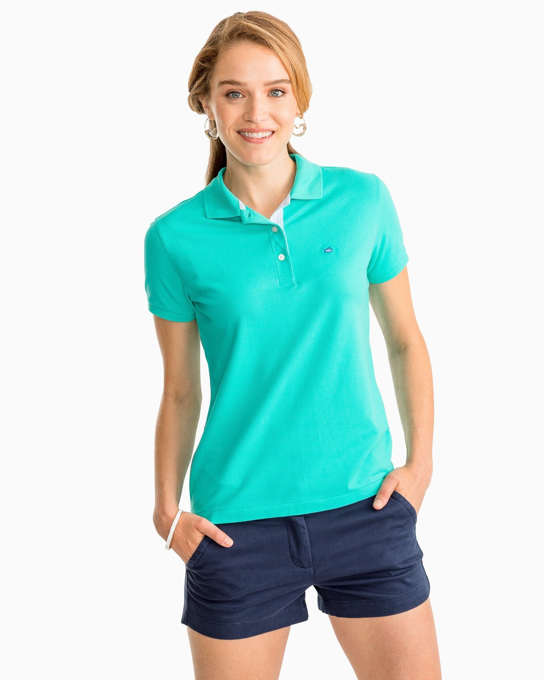 turquoise polo shirts for womens