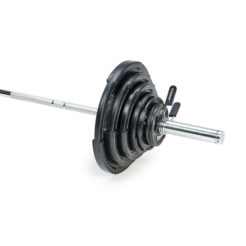 York Barbell G2 Cast Iron Plates on bar