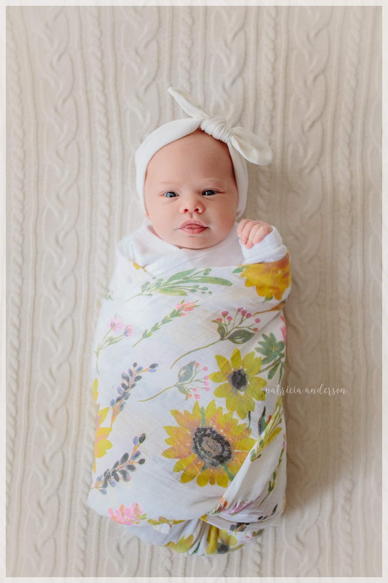 sunflower baby swaddle