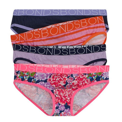 Bonds Girls Multi 3 Pack Shortie Underwear - Garden Florals (2-3