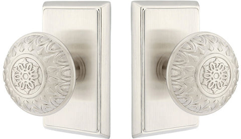 Solid Brass Lancaster Door Knob Set With Rectangular Rosette