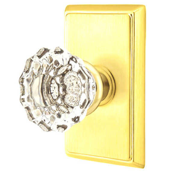 Emtek Crystal Astoria Door Knob Set With Rectangular Rosette (Several Finish Options)