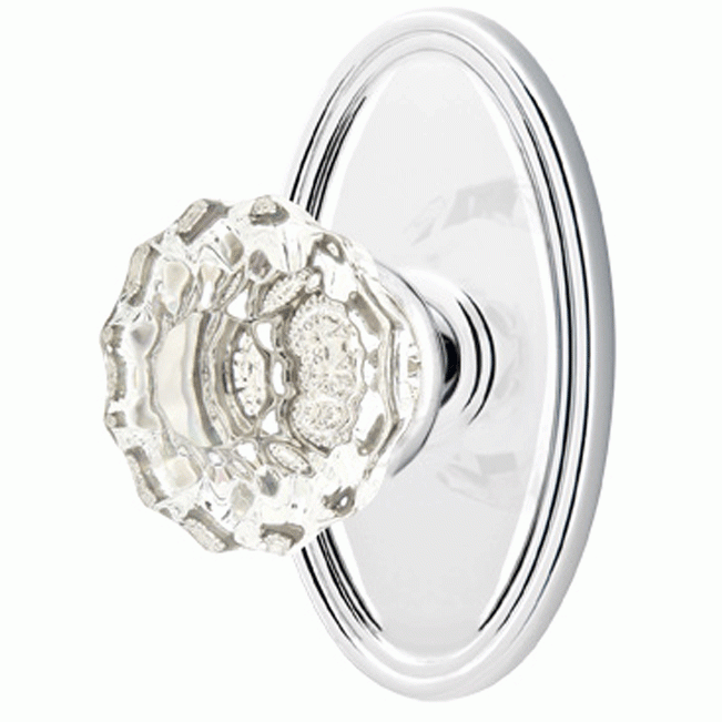 Crystal Astoria Door Knob Set With Oval Rosette (Several Finish Options)