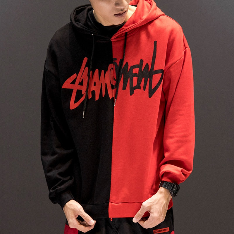 two tone split hoodie