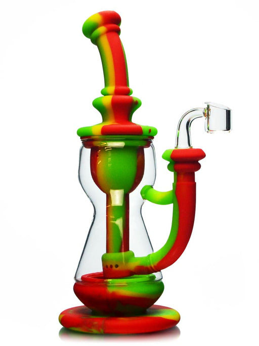 Eyce Silicone Dab Rig with Quartz Banger: Sidecar - Creature Green