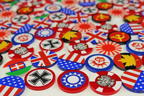 LITKO Premium Print Tokens compatible with WWII Games printed in full color with Nation Symbols