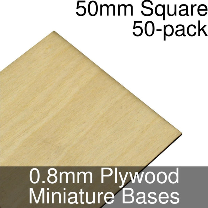 Miniature Bases, Square, 50mm, 0.8mm Plywood (50) - LITKO Game Accessories