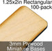 Miniature Bases, Rectangular, 1.25x2in (Rounded Corners), 3mm Plywood (100)-Miniature Bases-LITKO Game Accessories