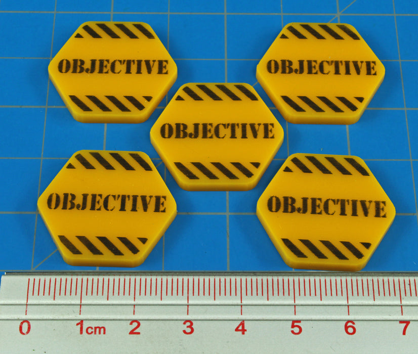 Hazard Stripe Objective Tokens, Gold (5)-Tokens-LITKO Game Accessories