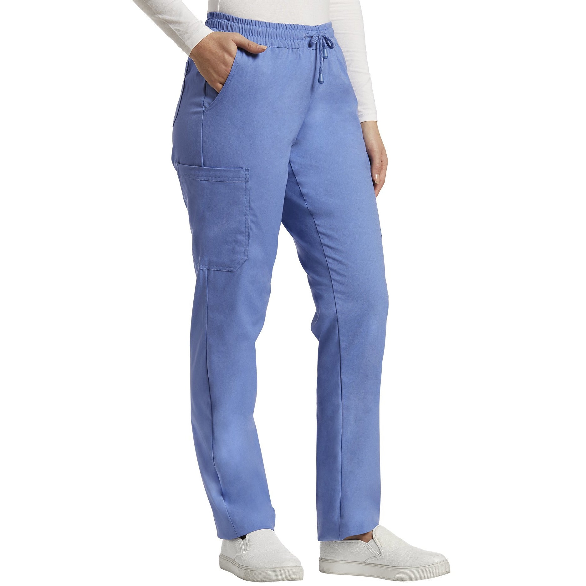 304 White Cross Straight Leg Elastic Waist Cargo Pant