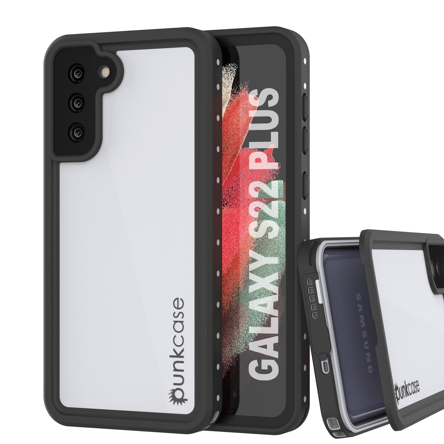 Capa à prova d'água Galaxy S22+ Plus, Punkcase StudStar Branca Fina 6.6ft Subaquática Resistente a Choque/Neve IP68