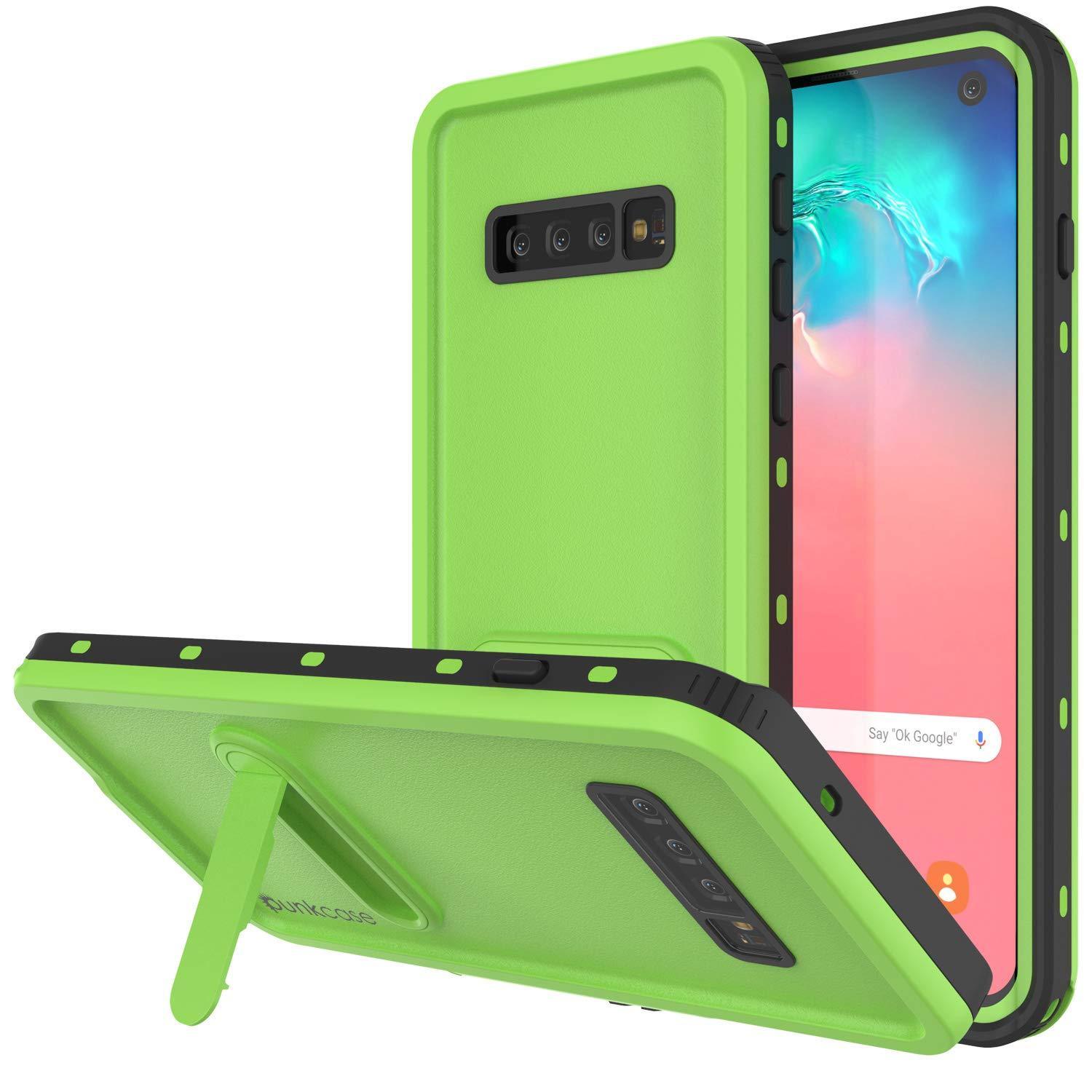 Capa à prova d'água para Galaxy S10, Punkcase [Série KickStud] Capa de Armadura [Verde Claro]