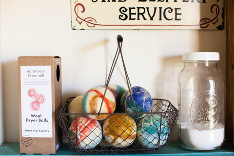 reusable wool dryer balls in multi-colored - use instead of dryer sheets