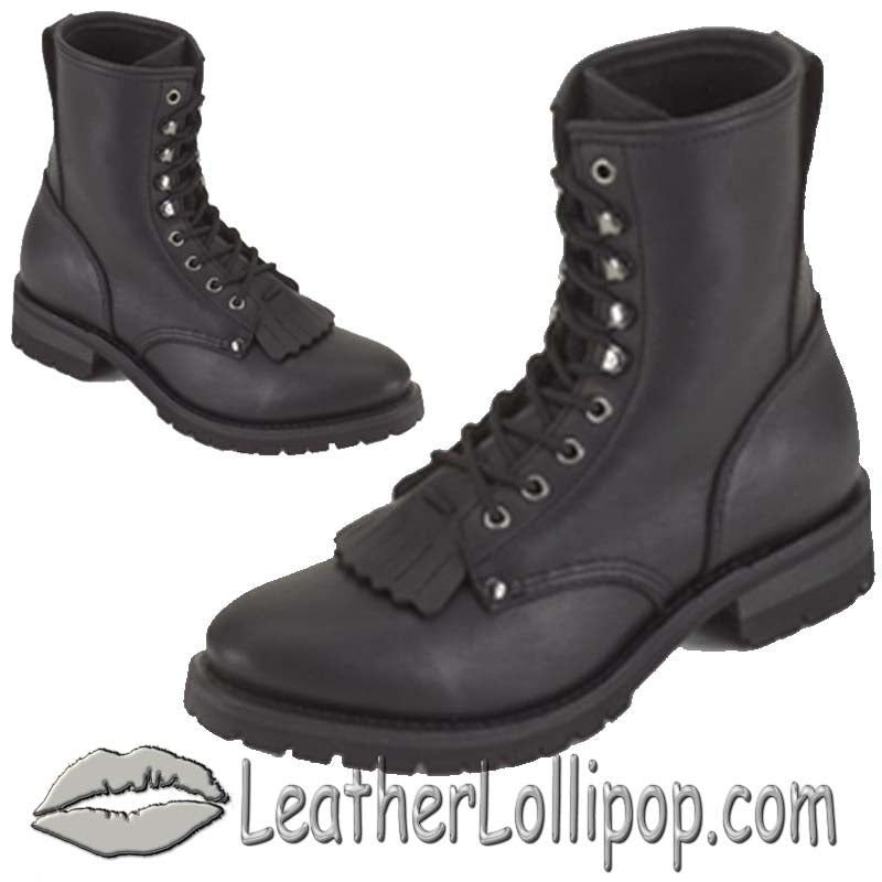 ladies black lace up biker boots