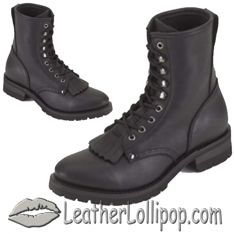 black lace up biker boots