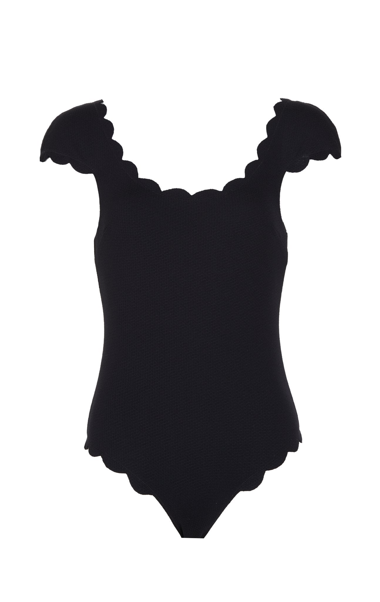 Scalloped Mexico Maillot in Black/Indigo