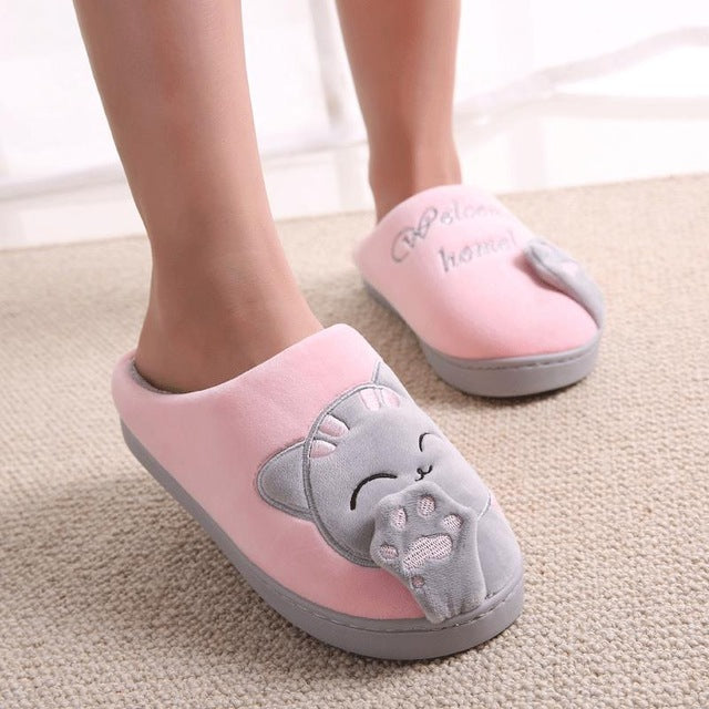plush cat slippers