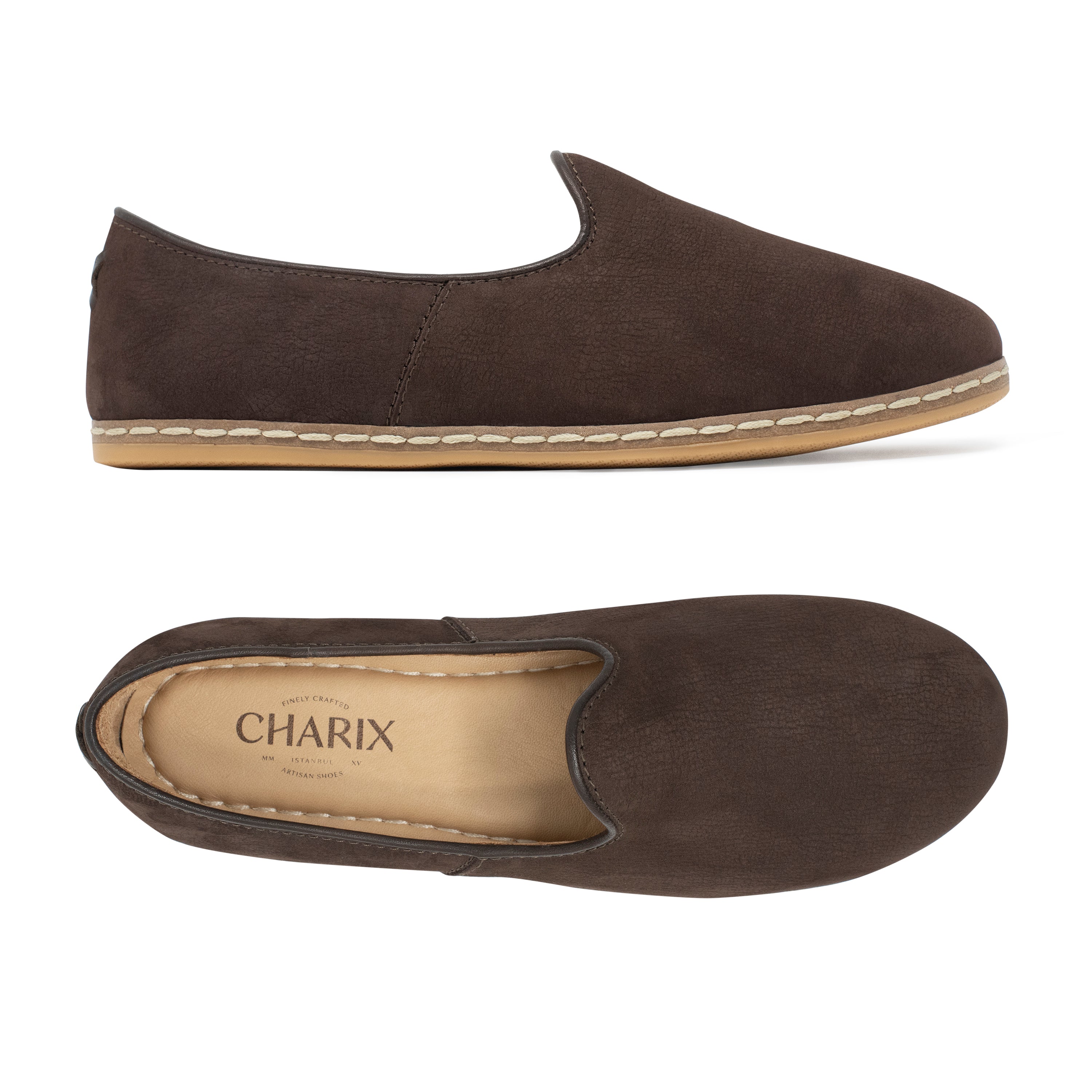 Espresso Suede Slip On Shoes