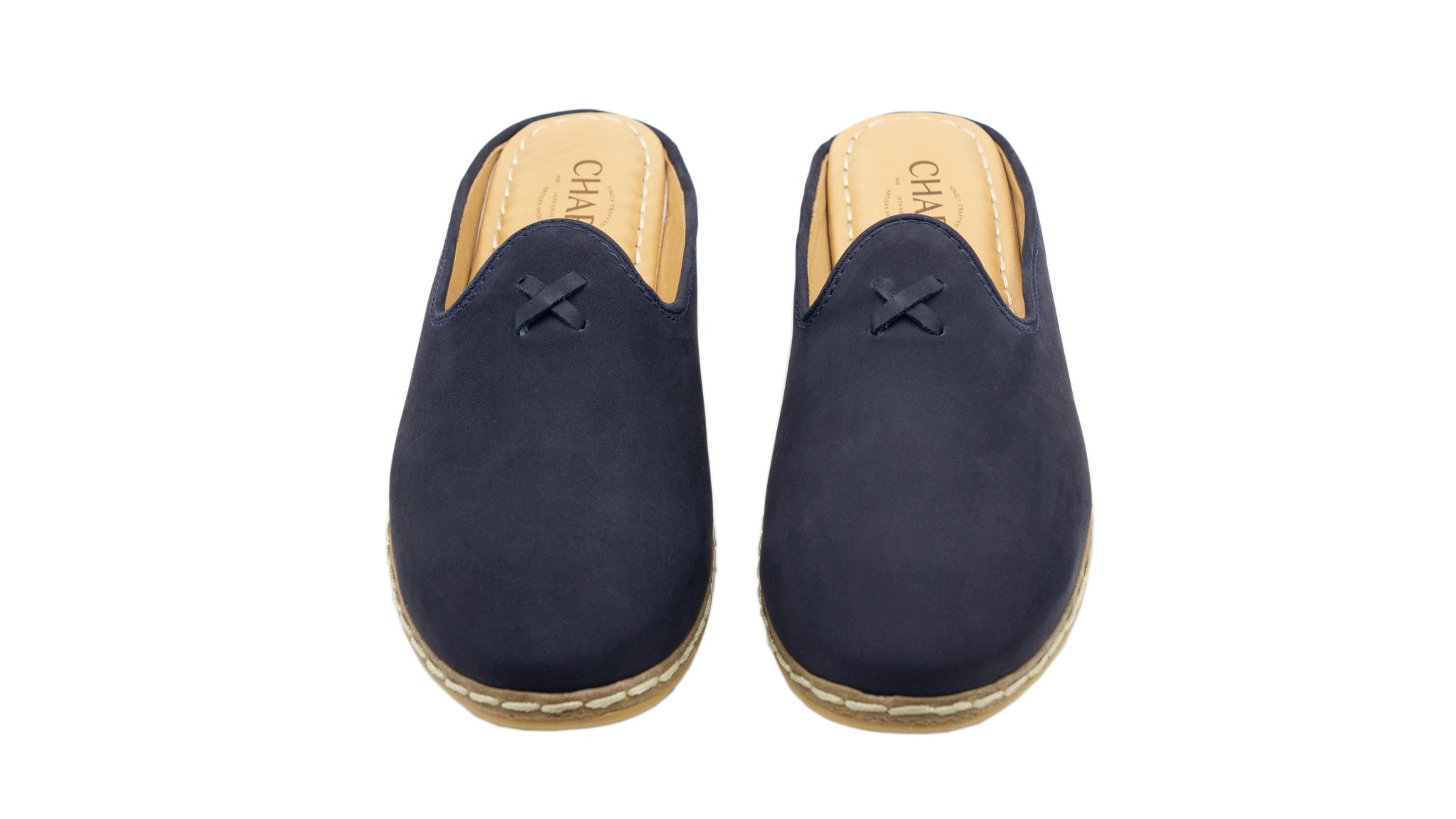 Navy Suede Mules for Men