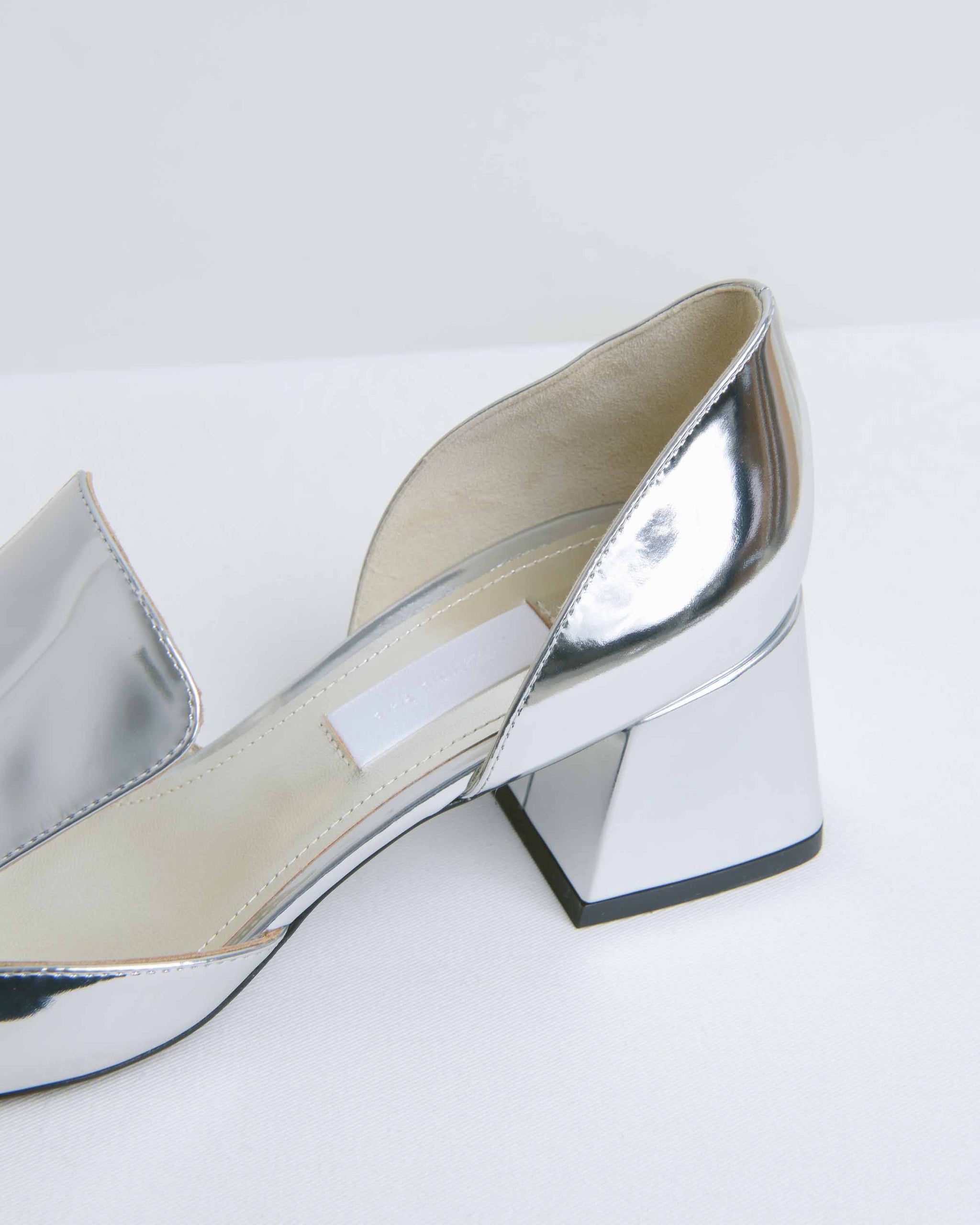 silver leather pumps