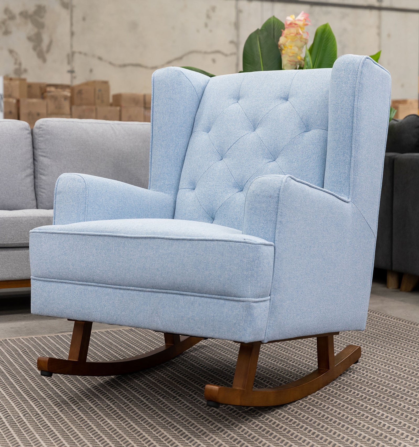 light blue rocking chair