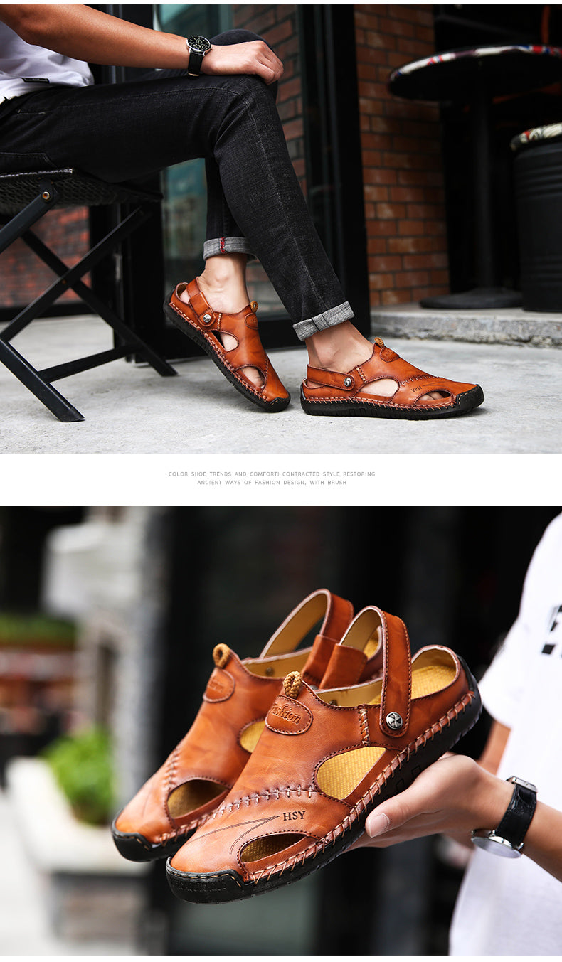 Roman leather sandals for men - large sizes