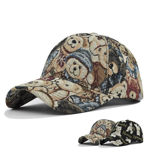 Linda gorra de béisbol de oso para hombres, mujeres y adolescentes