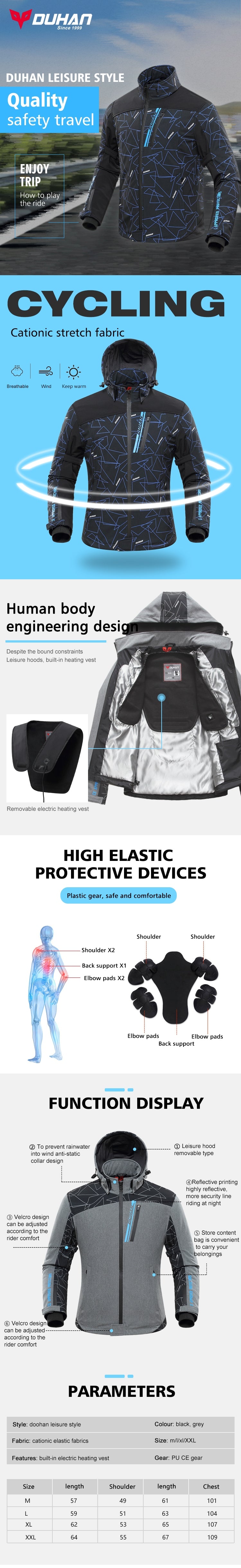 Electric heated motorcycle jacket - Men