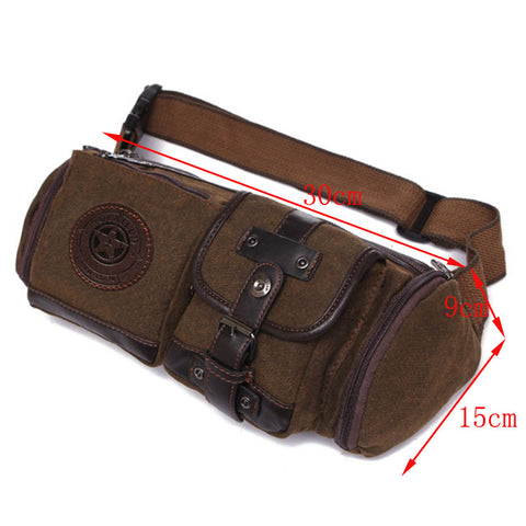 Vintage Canvas Waist Bag, Large Capacity