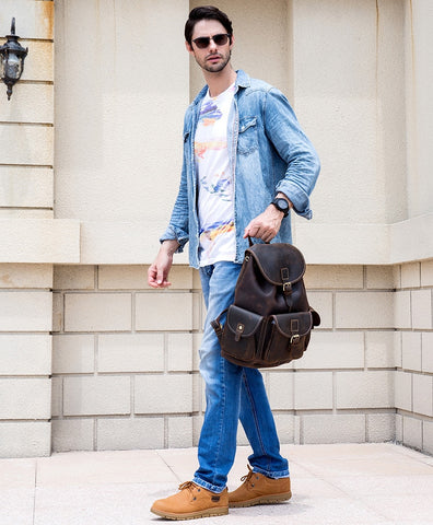 Vintage Crazy Horse Leather Backpack - Darryl