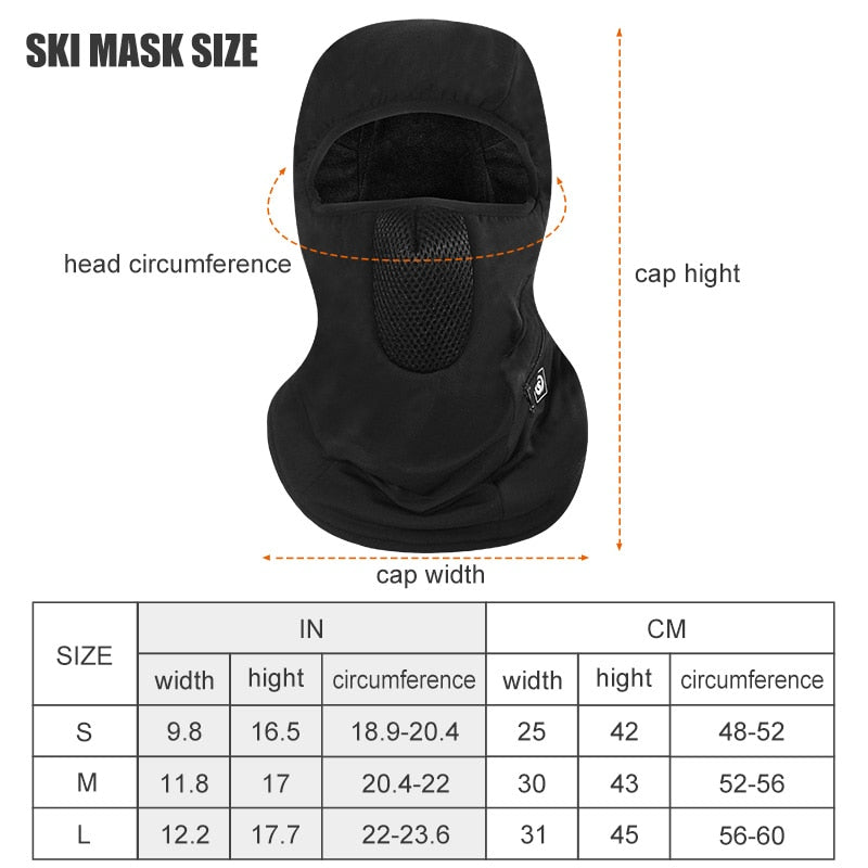 Heated Balaclava With Rechargeable Battery