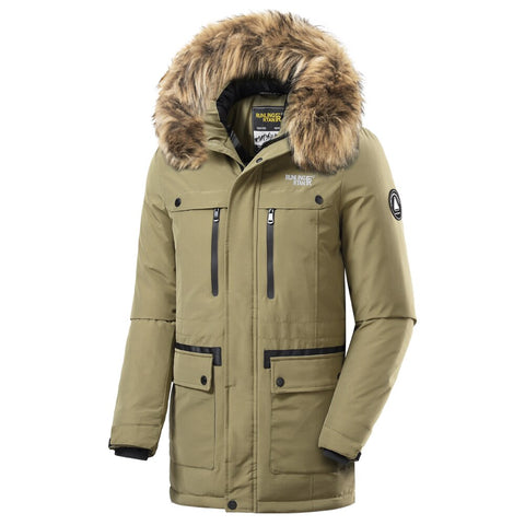 Parka Hombre Invierno Larga Gruesa, Cuello De Piel - Impermeable