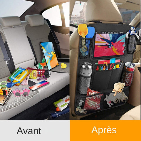 Car organizer for rear seat with support