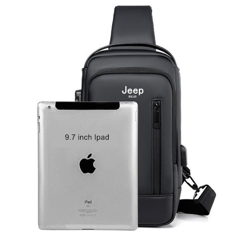 Waterproof Men's Shoulder Bag With Usb Port And Anti-theft