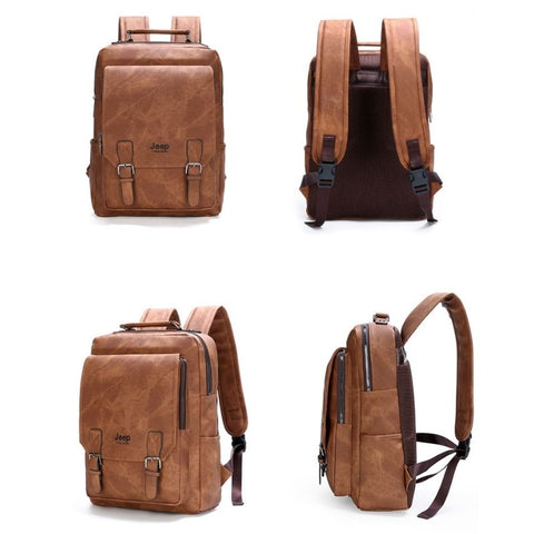 Military backpack in split leather for laptop