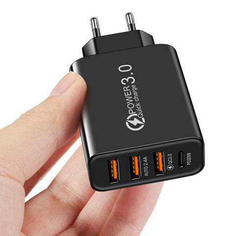 Cargador rápido universal 3 usb tipo c para teléfono