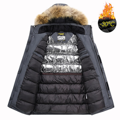 Parka Hombre Invierno Larga Gruesa, Cuello De Piel - Impermeable