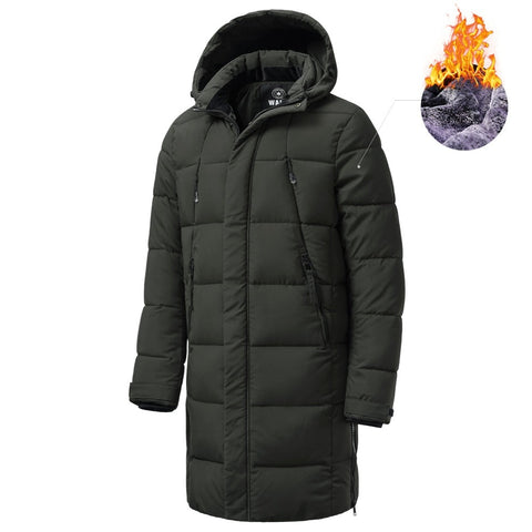 Parka Men's Winter Long Warm Thick Fleece Lining