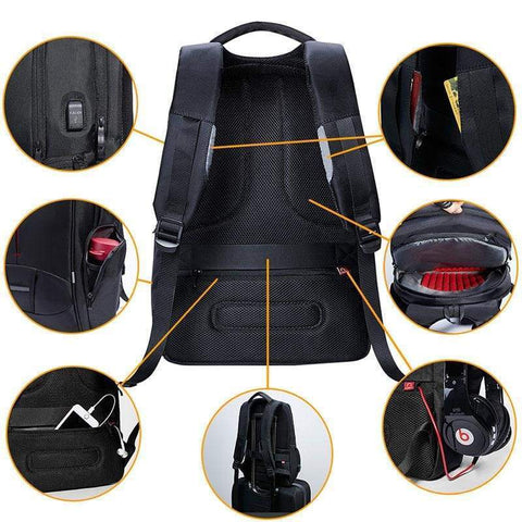 Large Anti-Theft Backpack with Usb Charging Port - 24-34l