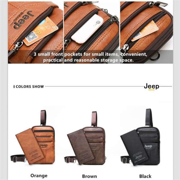 Compact leather bag set and jeep buluo wallet
