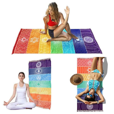 Hoja de playa de yoga chakra - 150x70 - toallas de baño