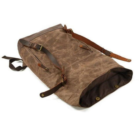 Vintage Military Canvas and Leather Backpack for Men -